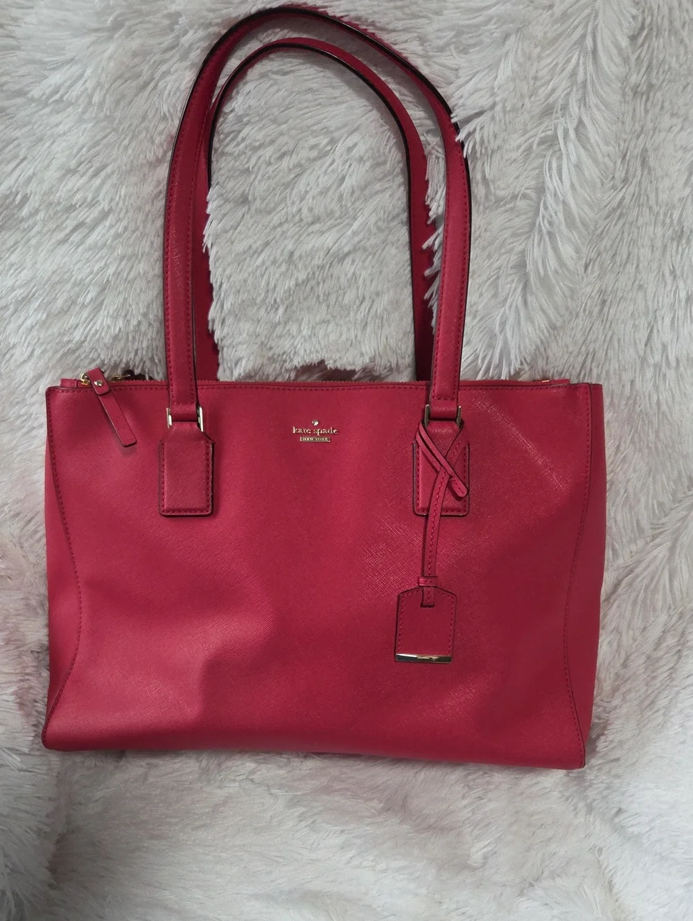 kate spade Pink-Red Saffiano Leather Tote